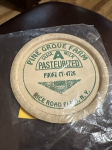 Vintage, Advertising Cottage Cheese Lid , Pine Grove Farms, Elma, New York