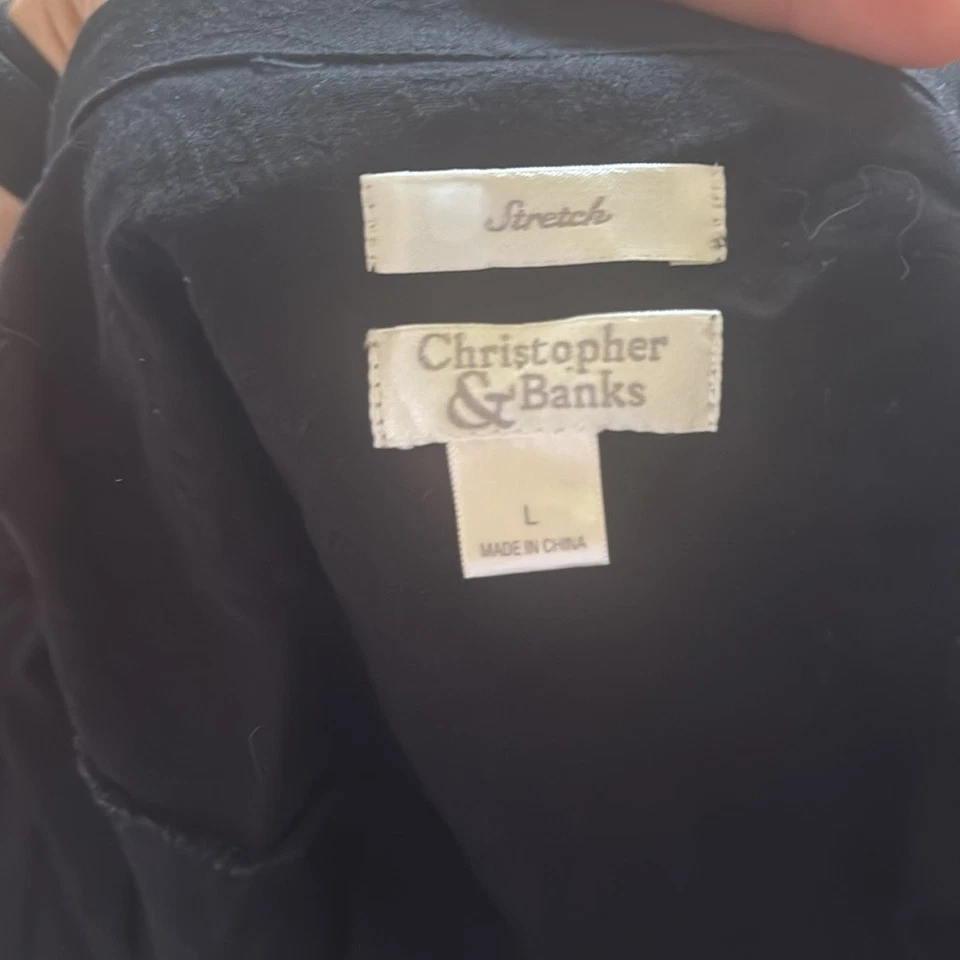 Christopher & Banks 黑色棉质弹力西装外套 L 码 — 第 4/4 张图片