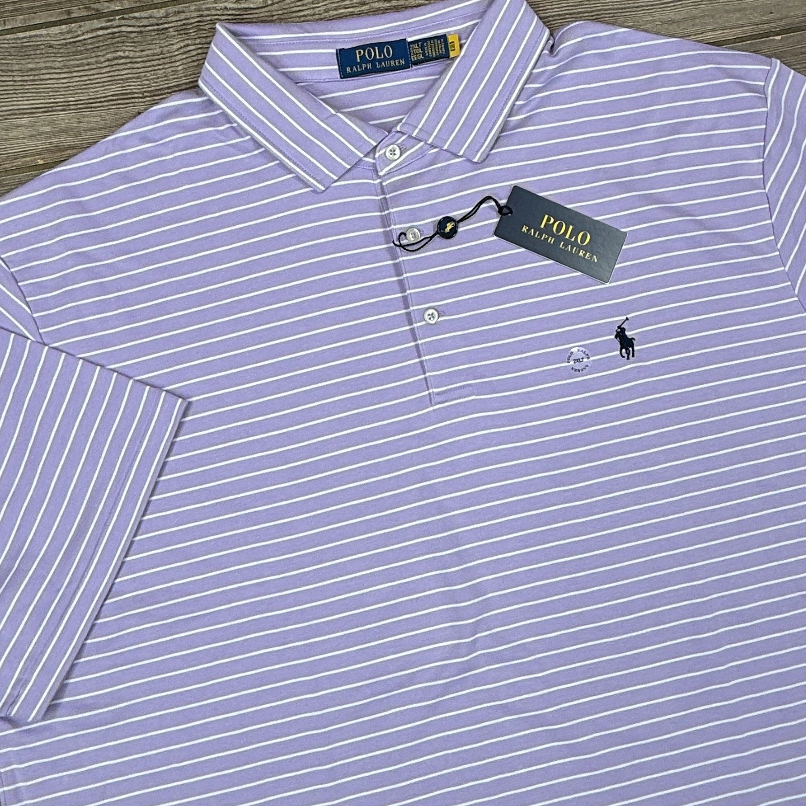 Polo Ralph Lauren Mens 2XLT Polo Shirt Purple Striped Soft Cotton NWT