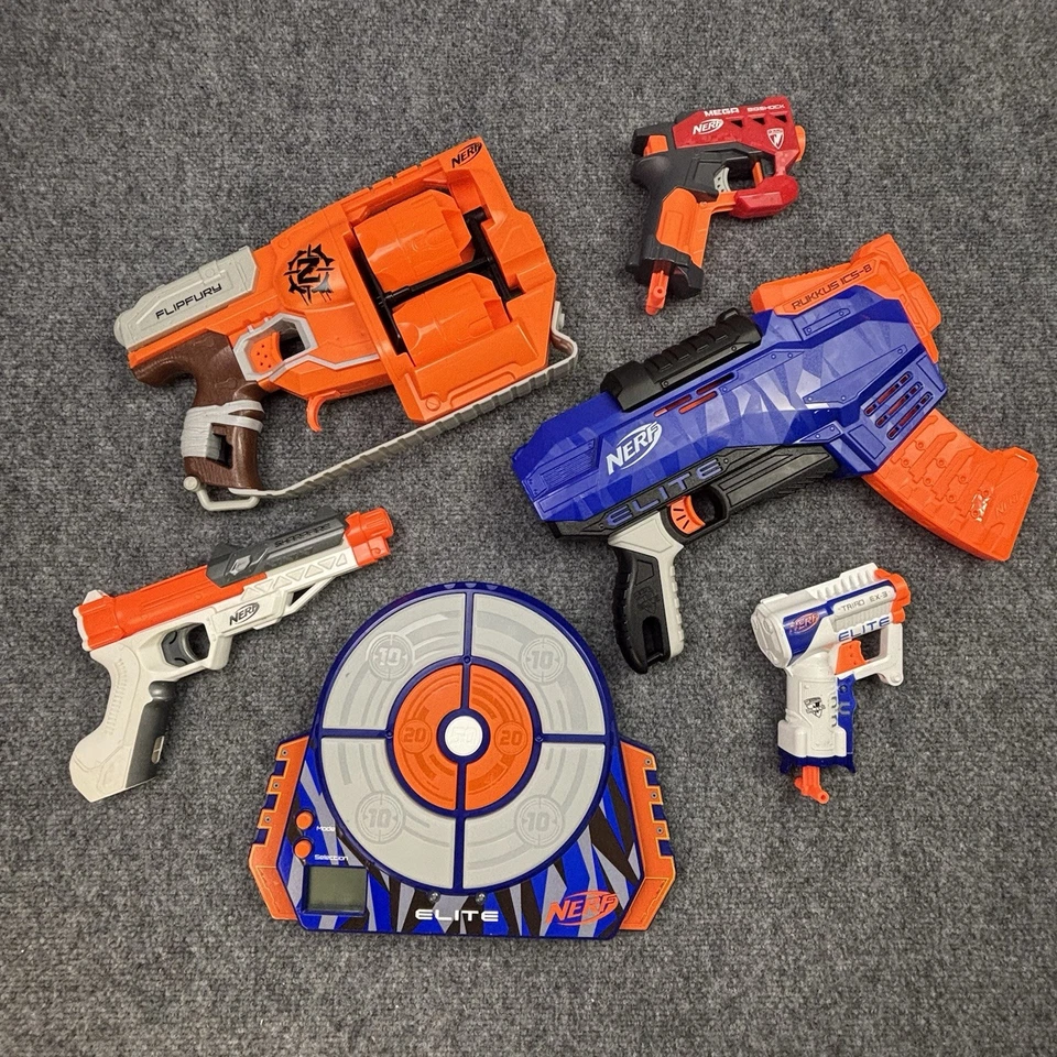 Nerf Lot of 5 Guns Ruccus Zombie Flipfury Elite Mega with Target Tested Work - Image 2 of 4