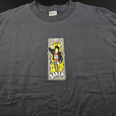 90s Jim Greco Piss Drunxs Baker Skateboards Shirt, Sz L 21.5x31'' Rare Personal