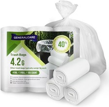 "Small Trash Bags 4 Gallon 105 Count Compostable Trash Bags Extra Thick Mils. "