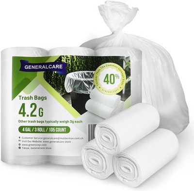 ''Small Trash Bags 4 Gallon 105 Count Compostable Trash Bags Extra Thick Mils. ''