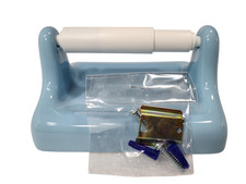 Vintage Blue Ceramic TP Toilet Paper Holder Screw in Drywall Mid Century Modern