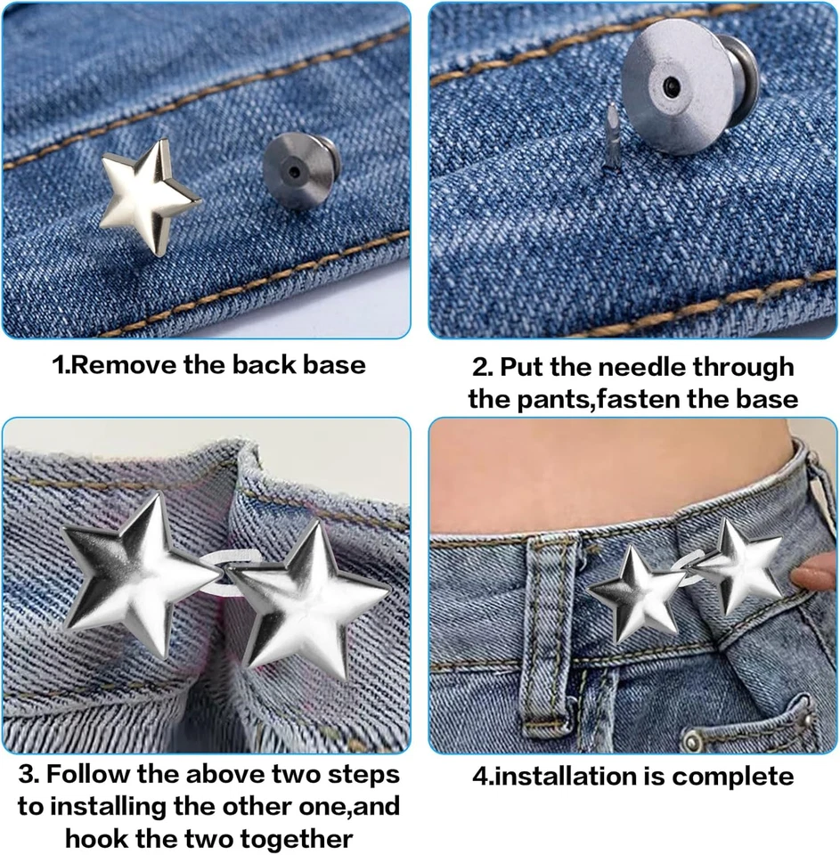 8 STK Jeansknöpfe Hosen Enger Machen Stern Hosenbund Enger Machen - Bild 3 von 4