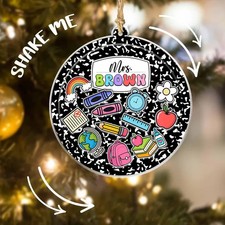 Composition Book Christmas Ornament, , Teacher Ornament 2025, Teacher