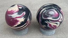 MCM Pair Set Vintage Duckpin Bowling Balls Marbleized purple black white