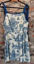 Shein curve toile dress Womens Plus Size 2x Blue & White Short Strapy Ties