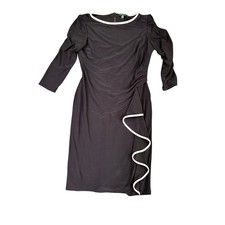 women's Ralph LaurenRuffled boat neck dress size 8 black excellent
