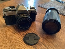 Canon AE-1 35mm SLR Film Camera W/ 1:4.5 F 80-200 Zoom  50 Mm 1:1.8 Lenses