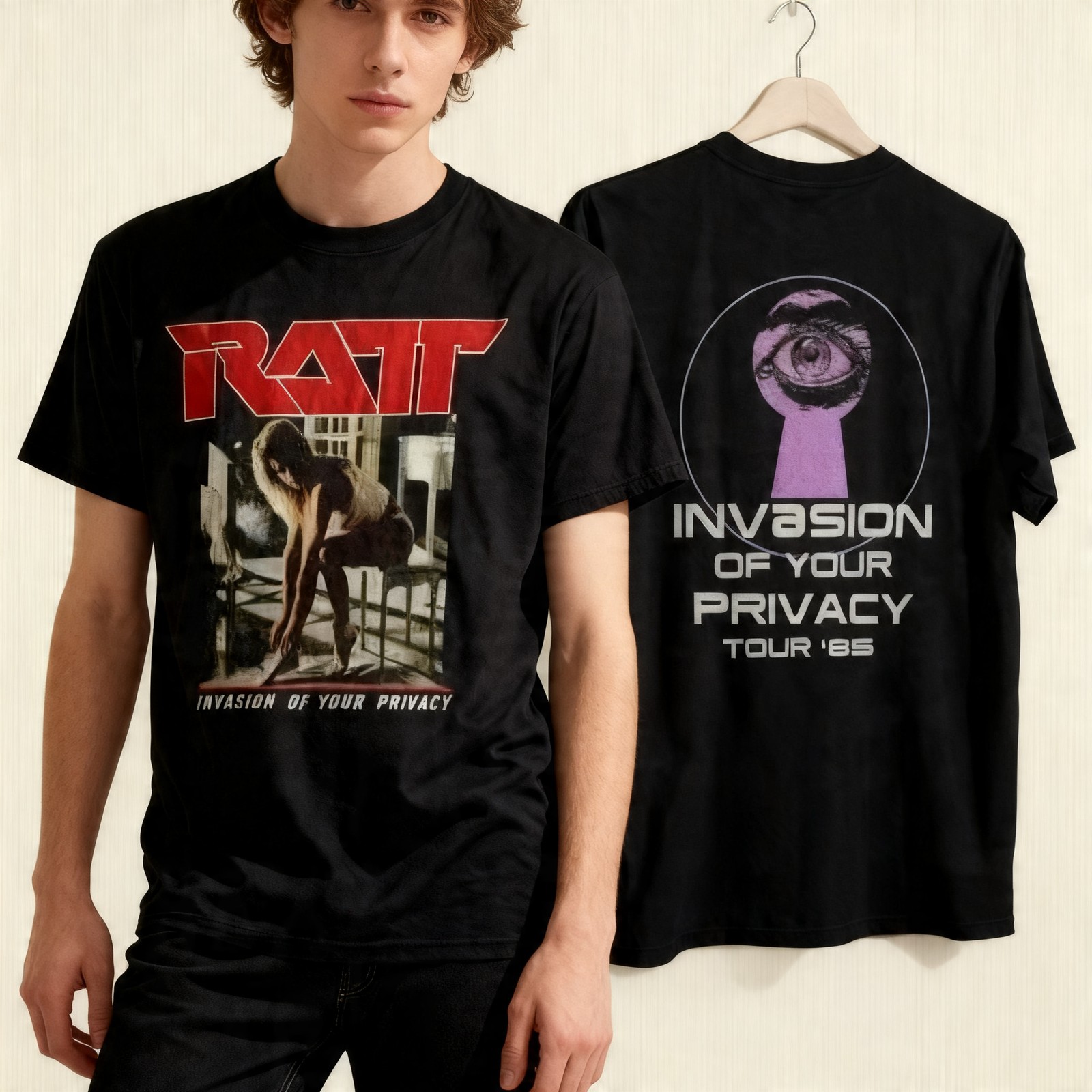 2 Sided RATT Invasion of Your Privacy Tour 85 T-Shirt All Size