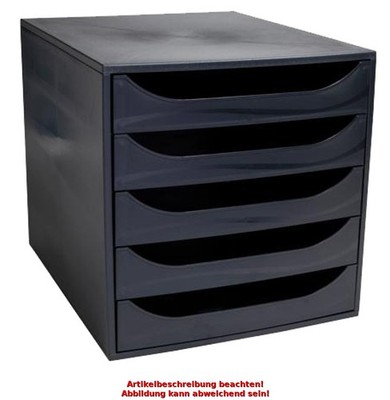 EXACOMPTA Schubladenbox ECOBOX, 5 Schübe, schwarz / schwarz