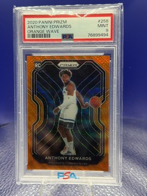 2020-21 Panini Prizm Anthony Edwards #258 RC 48/60 Rookie Orange Wave /60 PSA 9