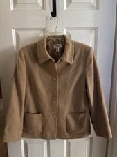 Vintage Talbots Camel Hair Long Sleeve Button Up Blazer Jacket Tan Women's 12