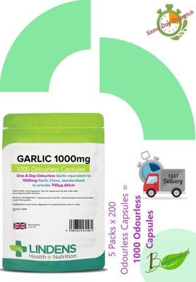 Knoblauch 1000mg (700mcg Allicin), Herzgesundheit (1000 geruchlose Kapseln) LINDEN UK
