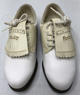 Footjoy Spiked Golf Shoes Womens Size 5M White & Ivory Soft Spikes
