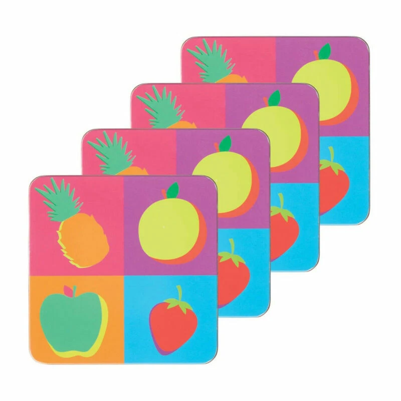 Juego de 4 montañas rusas laminadas traseras de corcho de fruta artesanal de cocina Foto 2 de 2