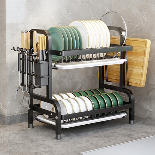 3 Tier Dish Rack Plate Cup Drying Drainer Storage Drip Tray Cutlery Holder Home- - Picture 16 of 17