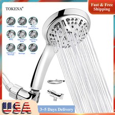 High Pressure Shower Head 9 Mode Handheld Showers Adjustable Overhead Bracket