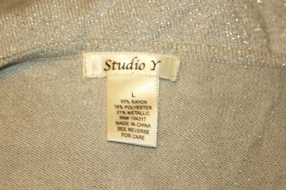 Suéter STUDIO Y Tejido Gris Brillante Plateado Ligero Elastizado Talla L *En muy buen estado+++ Foto 4 de 4