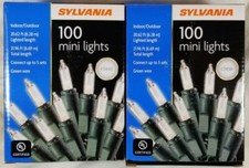 Sylvania 100 Clear Mini White Lights Green Wire 20.62' Lighted Lot of 2 Pkgs