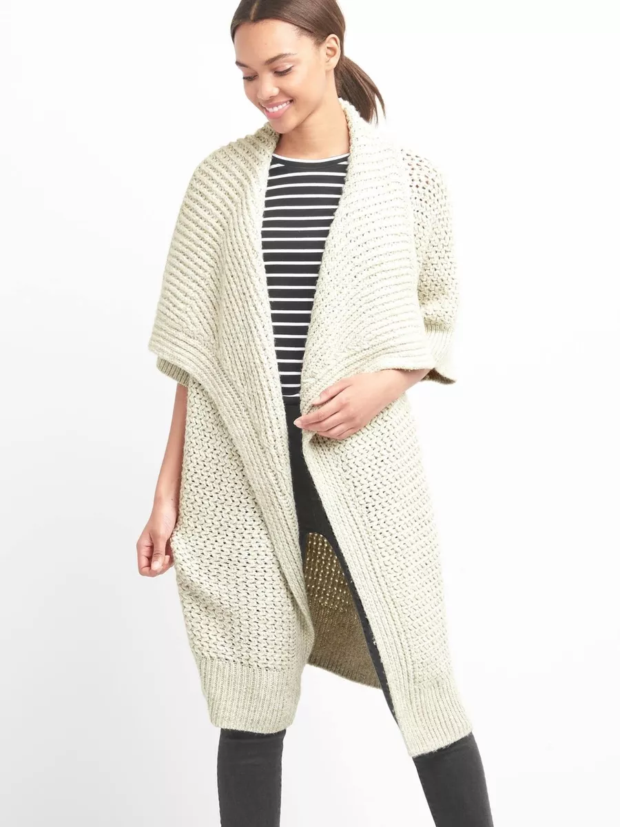 GAP Women s Slouchy textured open front cardigan Stone ONE SIZE