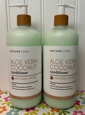 LOT OF 2 NATURE LOVE ALOE VERA & COCONUT CONDITIONER 25 OZ MOISTURIZE & SOFTEN