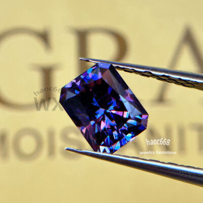 Moissanite Loose Stone Emperor Purple Color Radiant Cut VVS1 Gemstone Certificat
