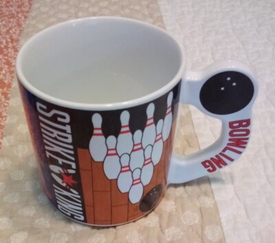 Vintage Kato Kogei Bowling #1 Strike King Ceramic Coffee Mug Cup 3.75''