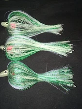 High Percentage  Salmon Trolling Flies Flash Bulb Series Pack Of 3- 4” Rigged.