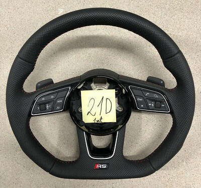 Audi RS-Line A4 A5 S4 S5 Perforated Flat Bottom MLF Black Steering Wheel #21D