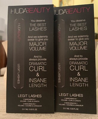 2 X Huda Beauty Legit Lashes 2 Mascaras Combined For Maximum