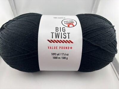 Big Twist VALUE POUND + - BLACK - #4 Medium Wt Skein - 100% Acrylic - 1093 yds