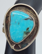 Vintage Navajo Native American Quality Turquoise Sterling Silver Ring Size 6.5