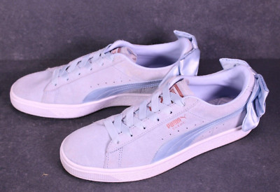 Puma Suede Bow Damen Fashion Sneaker Gr. 39 hellblau Leder Slip-On Satin PSH750
