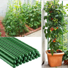 10-40 Garden Plant Stakes +Ties Wire Metal Plastic Coated Climbing Support Canes