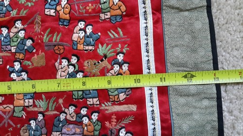 Hand Embroidered Folk Art Table Topper Runner Wall Decor 26 x 13" Asian Japan? - Picture 6 of 10