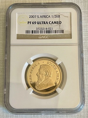 South Africa 2007 1/2 Krugerrand 1/2 oz Gold NGC PF69 ULTRA CAMEO Sku# 2243