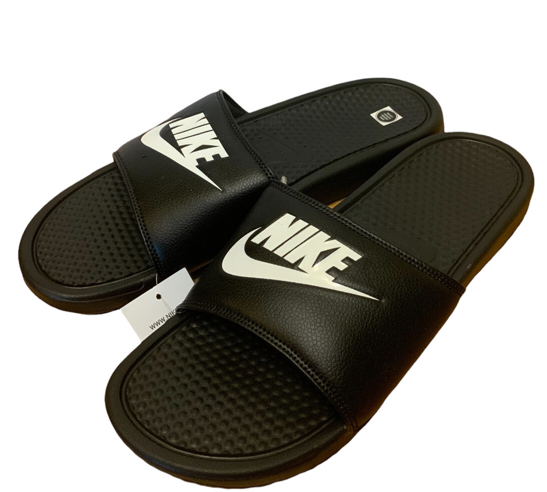 Nike Benassi JDI 343880 090 Black White Slide Just Do It Sandal Mens NEW SZ  14