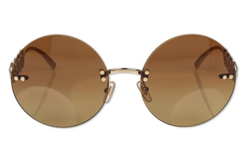 Versace 2214 1252/13 Pale Gold Brown Rimless Oversized Sunglasses - Picture 2 of 4