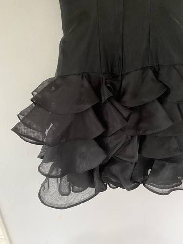 Vintage Victor Costa Unworn 1980s Black Ruffle Fit Flare Cocktail Dress - Picture 4 of 10