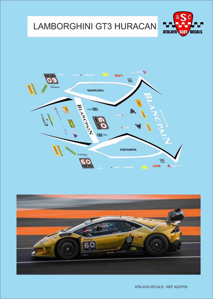 CALCAS LAMBORGHINI GT3 HURACAN DECALS