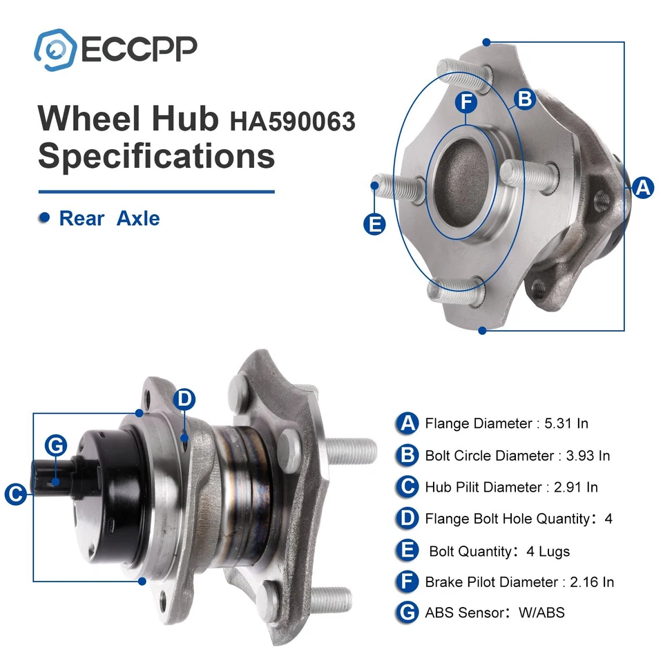 2Pcs Rear Wheel Hub Bearings For Toyota Prius Base Sedan 1.5L FWD 2001 2002 2003 - Image 2 of 4