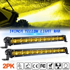 Slim 14"INCH  Yellow LED Work Light Bar Spot Flood Fog Driving ATV SUV 4WD UTV