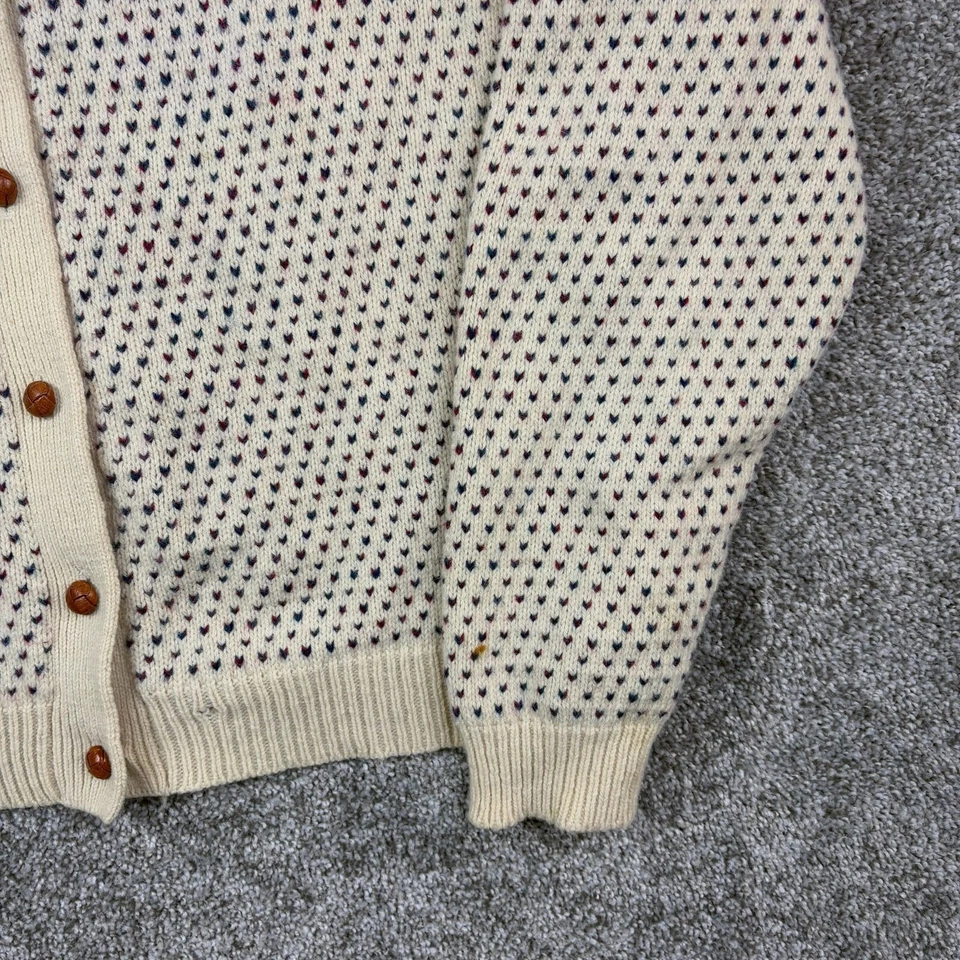 Vintage Woolrich Cardigan Sweater Women's XL Birds Eye Pattern Wool Chunky Knit - Image 4 of 4