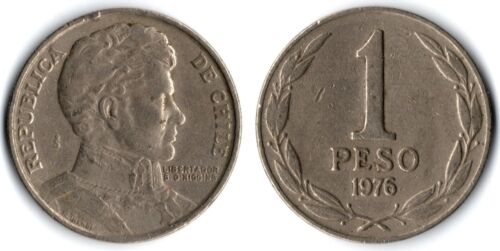 Chile 1976 So 1 Peso KM# 208 Libertador B. O'Higgins Mintage: 30,000,000 Cu-Ni