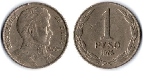 Cile 1976 So 1 peso KM# 208 Libertador B. O'Higgins coniatura: 30.000.000 Cu-Ni - Foto 1 di 3