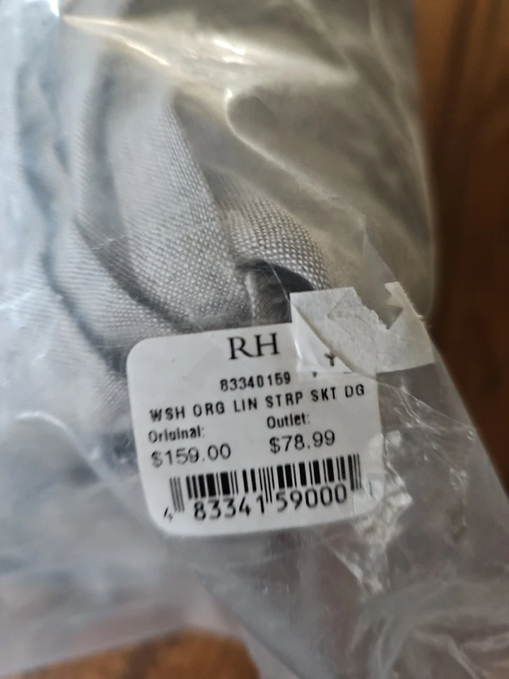 NUEVO Restauración Hardware Bebé Niño Lavado Orgánico Lino Rayas Cuna Falda Gris Foto 4 de 4