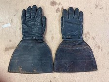 Vintage 1930s Hansen Heavy Duty Leather Motorcycle Gauntlet Riding Gloves