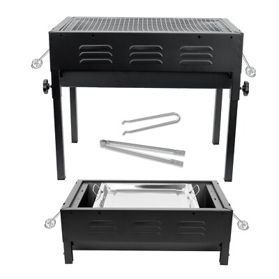Großer BBQ Grill Tragbar Holzkohlegrill Garten Picknick Stahlherd Kochplatte